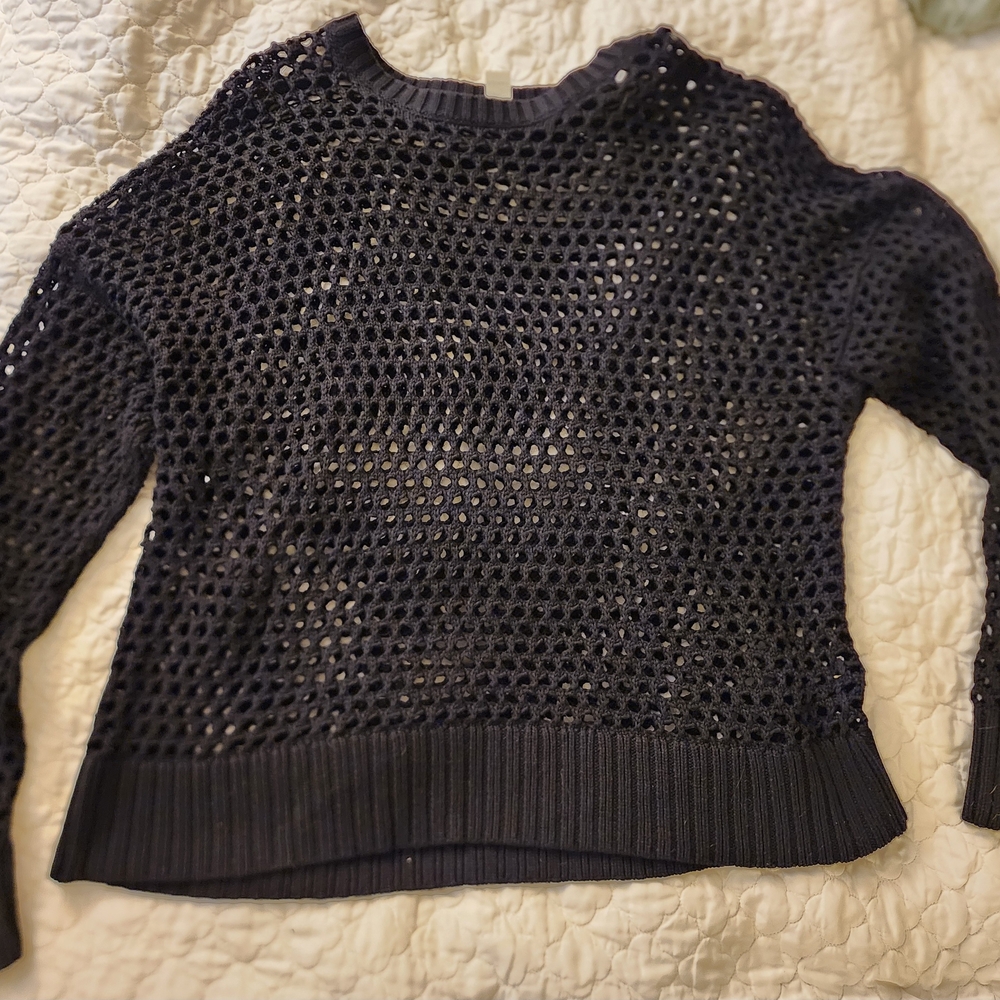 Old Navy Women's Navy Open-Knit Sweater XL TALL